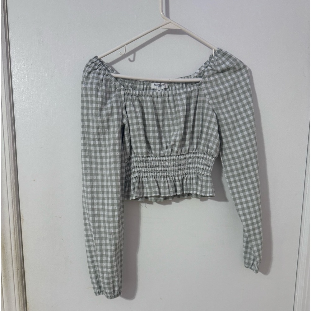 Green flannel crop top